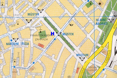 hotel Adria - poloha na mape Prahy