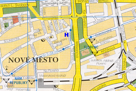 hotel Merkur - poloha na mape Prahy