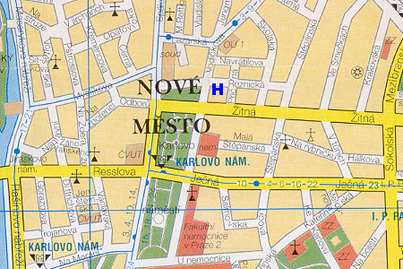 hotel Novomestsky - poloha na mape Prahy