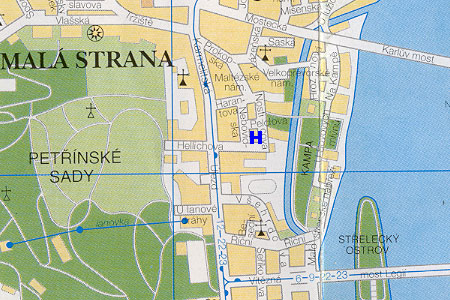 hotel Residence Nosticova - poloha na mape Prahy