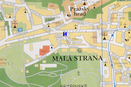 penzin Avalon - poloha na mape Prahy